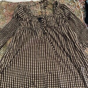 Women’s FREE PEOPLE Black and Cream Printed baby doll dress